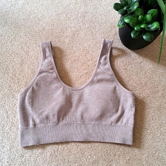 Aerie Ribbed Bra Women's Size Small Oatmeal Beige Colour Neutral EUC - Picture 10 of 10